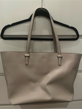 kate spade Gray-Taupe Leather Tote Bag